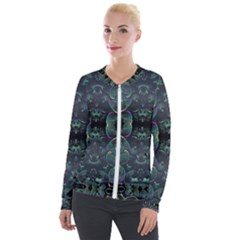 Background Pattern Mushrooms Velvet Zip Up Jacket by Ravend