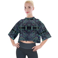 Background Pattern Mushrooms Mock Neck T-shirt by Ravend