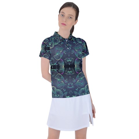 Background Pattern Mushrooms Women s Polo T-shirt by Ravend