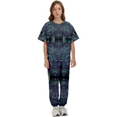 Background Pattern Mushrooms Kids  T-shirt And Pants Sports Set by Ravend