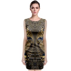 Fractal Spiral Infinite Psychedelic Sleeveless Velvet Midi Dress by Ravend