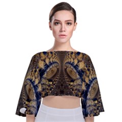 Fractal Spiral Infinite Psychedelic Tie Back Butterfly Sleeve Chiffon Top by Ravend