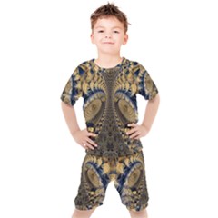 Fractal Spiral Infinite Psychedelic Kids  T-shirt And Shorts Set by Ravend