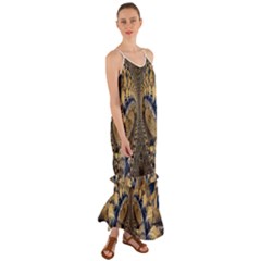 Fractal Spiral Infinite Psychedelic Cami Maxi Ruffle Chiffon Dress by Ravend