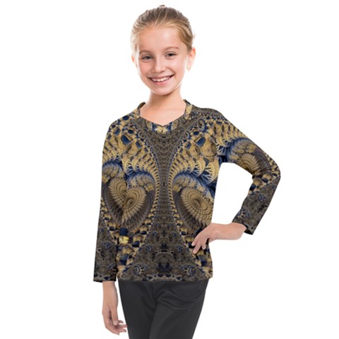 Fractal Spiral Infinite Psychedelic Kids  Long Mesh T-shirt by Ravend