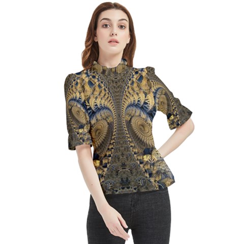 Fractal Spiral Infinite Psychedelic Frill Neck Blouse by Ravend