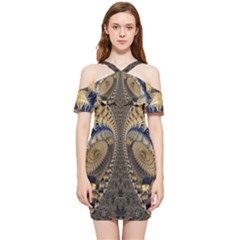 Fractal Spiral Infinite Psychedelic Shoulder Frill Bodycon Summer Dress by Ravend