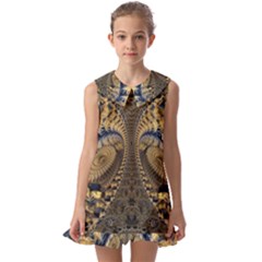 Fractal Spiral Infinite Psychedelic Kids  Pilgrim Collar Ruffle Hem Dress by Ravend