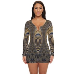 Fractal Spiral Infinite Psychedelic Long Sleeve Boyleg Swimsuit by Ravend