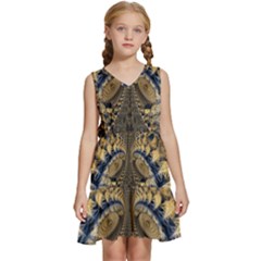 Fractal Spiral Infinite Psychedelic Kids  Sleeveless Tiered Mini Dress by Ravend