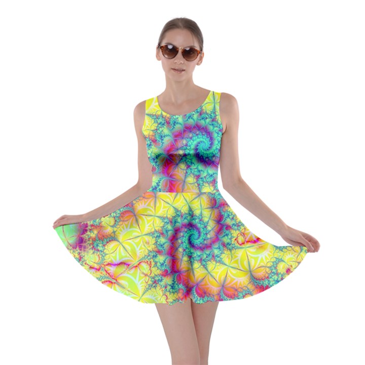 Fractal Spiral Abstract Background Skater Dress