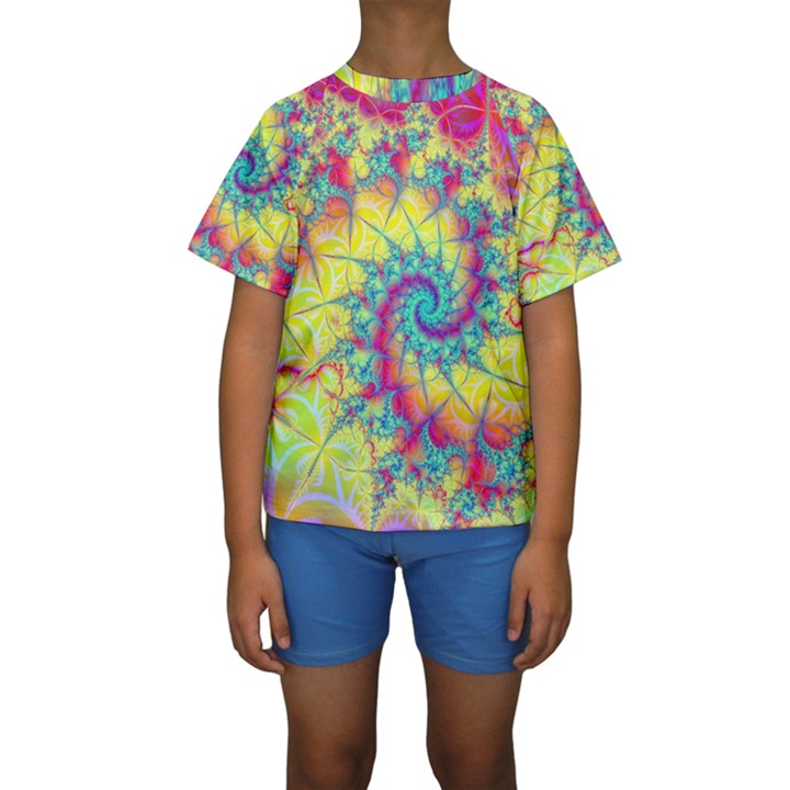 Fractal Spiral Abstract Background Kids  Short Sleeve Swimwear