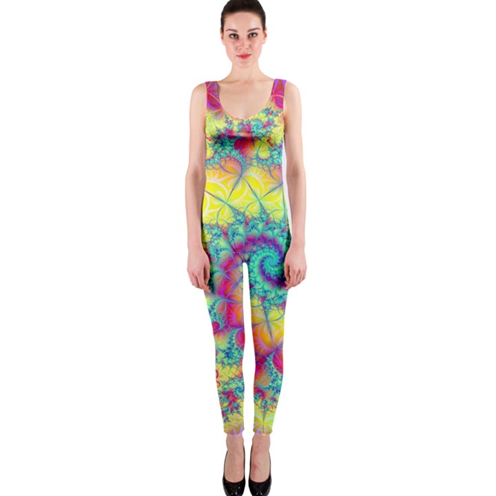 Fractal Spiral Abstract Background One Piece Catsuit