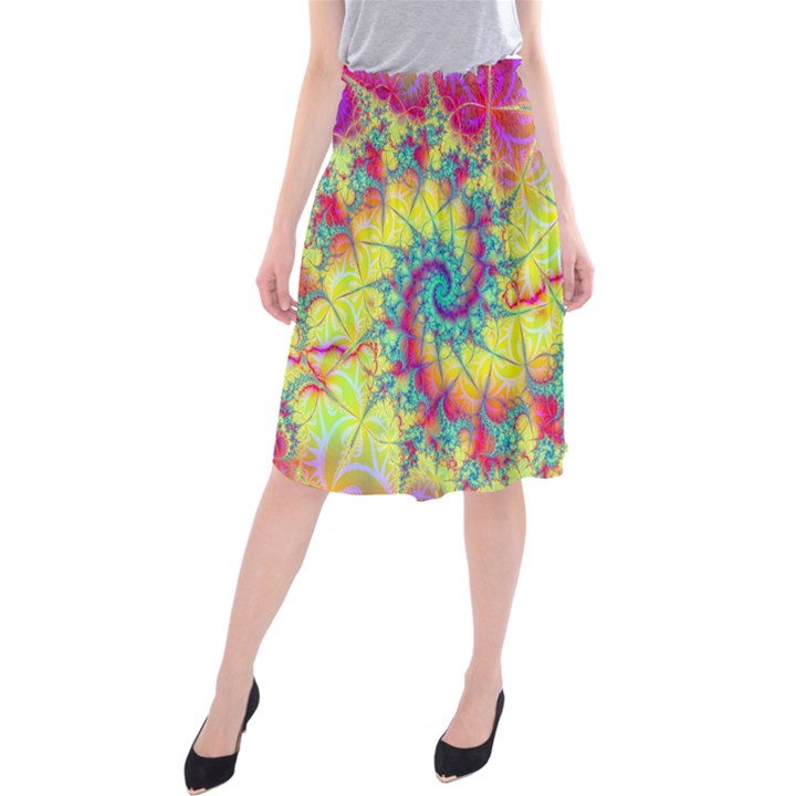 Fractal Spiral Abstract Background Midi Beach Skirt