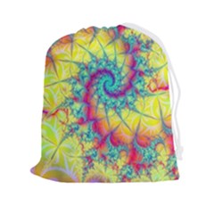 Fractal Spiral Abstract Background Drawstring Pouch (2xl) by Ravend