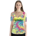 Fractal Spiral Abstract Background Butterfly Sleeve Cutout T-Shirt  View1