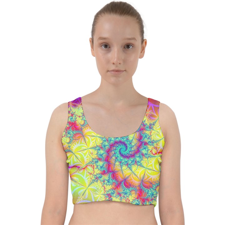 Fractal Spiral Abstract Background Velvet Racer Back Crop Top