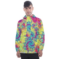 Fractal Spiral Abstract Background Men s Front Pocket Pullover Windbreaker