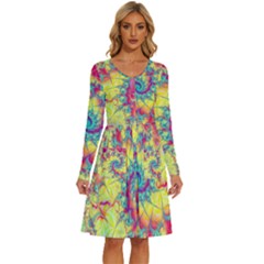 Fractal Spiral Abstract Background Long Sleeve Dress With Pocket by Ravend