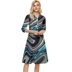 Abstract Waves Background Wallpaper Classy Knee Length Dress by Ravend