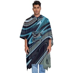 Abstract Waves Background Wallpaper Men s Hooded Rain Ponchos by Ravend