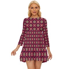 Kaleidoscope Seamless Pattern Long Sleeve Babydoll Dress by Ravend