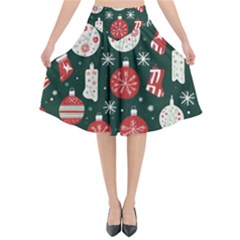 Christmas Decoration Winter Xmas Flared Midi Skirt by Vaneshop