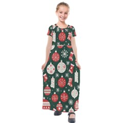 Christmas Decoration Winter Xmas Kids  Short Sleeve Maxi Dress by Vaneshop