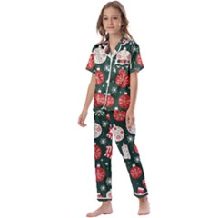 Christmas Decoration Winter Xmas Kids  Satin Short Sleeve Pajamas Set by Vaneshop