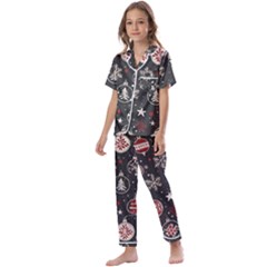 Christmas Winter Xmas Kids  Satin Short Sleeve Pajamas Set by Vaneshop