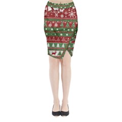 Christmas Decoration Winter Xmas Pattern Midi Wrap Pencil Skirt