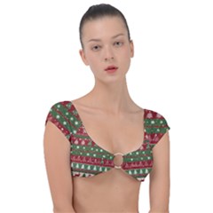 Christmas Decoration Winter Xmas Pattern Cap Sleeve Ring Bikini Top by Vaneshop