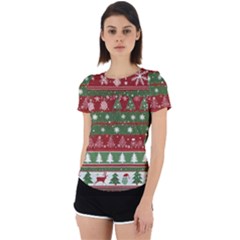 Christmas Decoration Winter Xmas Pattern Back Cut Out Sport T-shirt by Vaneshop