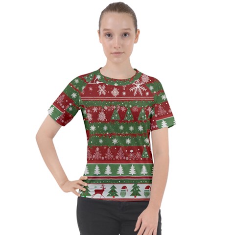 Christmas Decoration Winter Xmas Pattern Women s Sport Raglan T-shirt by Vaneshop