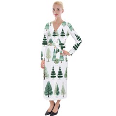 Christmas Trees Velvet Maxi Wrap Dress