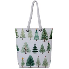 Christmas Trees Full Print Rope Handle Tote (small) by Vaneshop