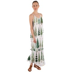 Christmas Trees Cami Maxi Ruffle Chiffon Dress by Vaneshop