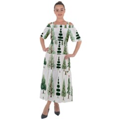 Christmas Trees Shoulder Straps Boho Maxi Dress  by Vaneshop