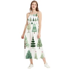 Christmas Trees Boho Sleeveless Summer Dress by Vaneshop