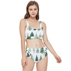 Christmas Trees Frilly Bikini Set