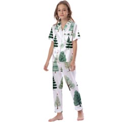 Christmas Trees Kids  Satin Short Sleeve Pajamas Set by Vaneshop