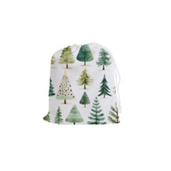 Christmas Xmas Trees Drawstring Pouch (small) by Vaneshop