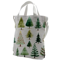 Christmas Xmas Trees Canvas Messenger Bag by Vaneshop