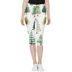 Christmas Xmas Trees Inside Out Lightweight Velour Capri Leggings  by Vaneshop