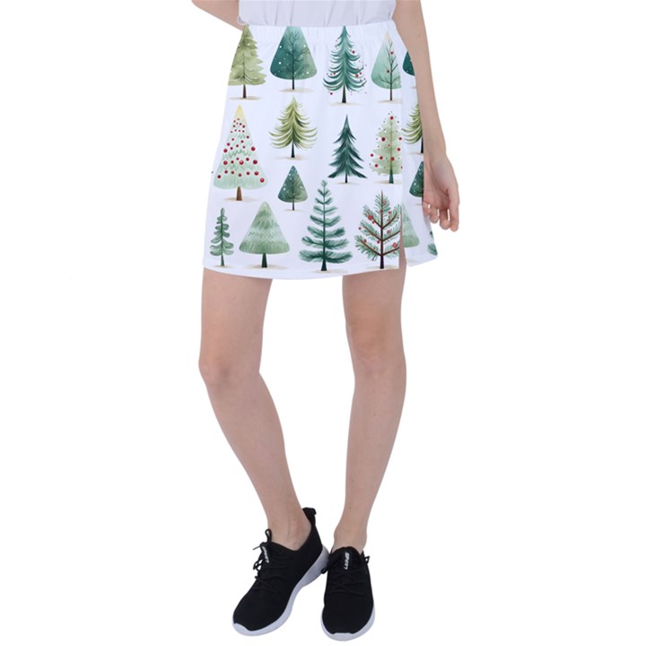 Christmas Xmas Trees Tennis Skirt