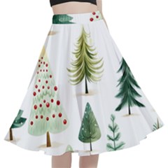 Christmas Xmas Trees A-line Full Circle Midi Skirt With Pocket by Vaneshop