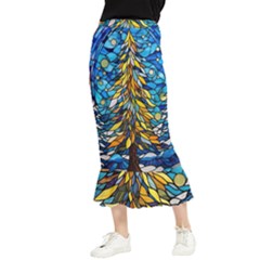 Stained Glass Winter Maxi Fishtail Chiffon Skirt by Vaneshop