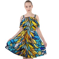 Stained Glass Winter Cut Out Shoulders Chiffon Dress