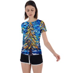 Stained Glass Winter Back Circle Cutout Sports T-shirt by Vaneshop