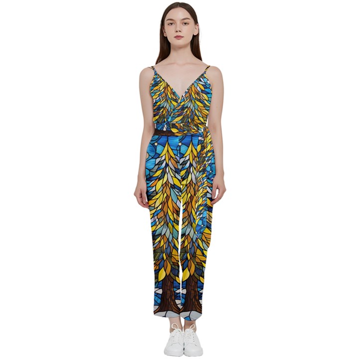 Stained Glass Winter V-Neck Camisole Jumpsuit